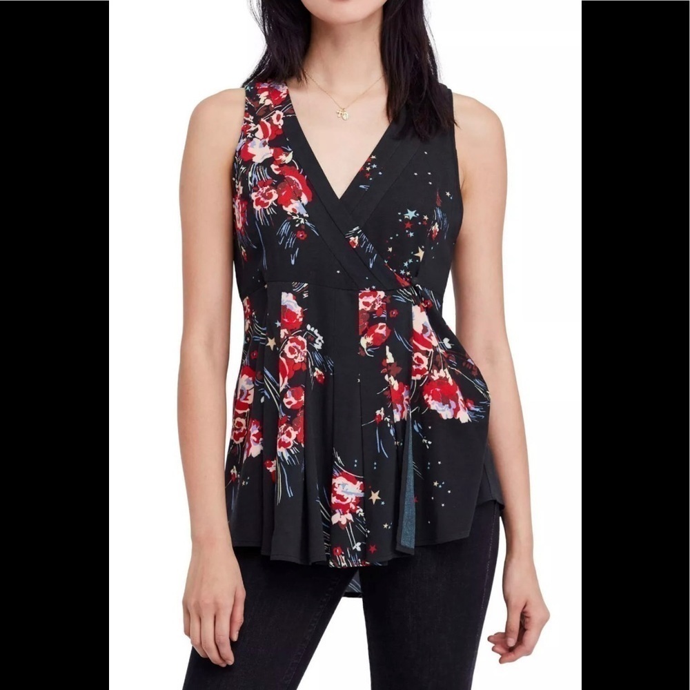 FREE People Black Floral Tunic‎ Sz S,M,L $98